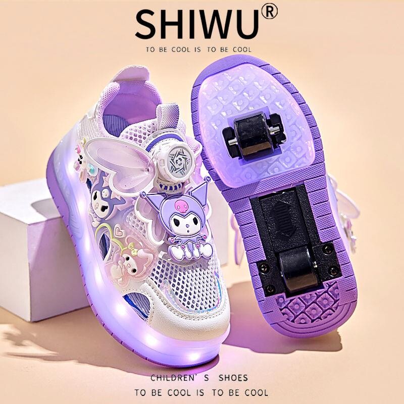 幂琳新款暴走鞋夏季2025亮灯儿童单网面透气溜冰鞋女孩女童公主滑