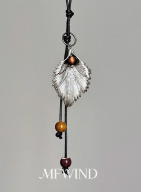 新中式民族风金属叶子吊坠毛衣链女长款吊坠颈链复古高级感项链