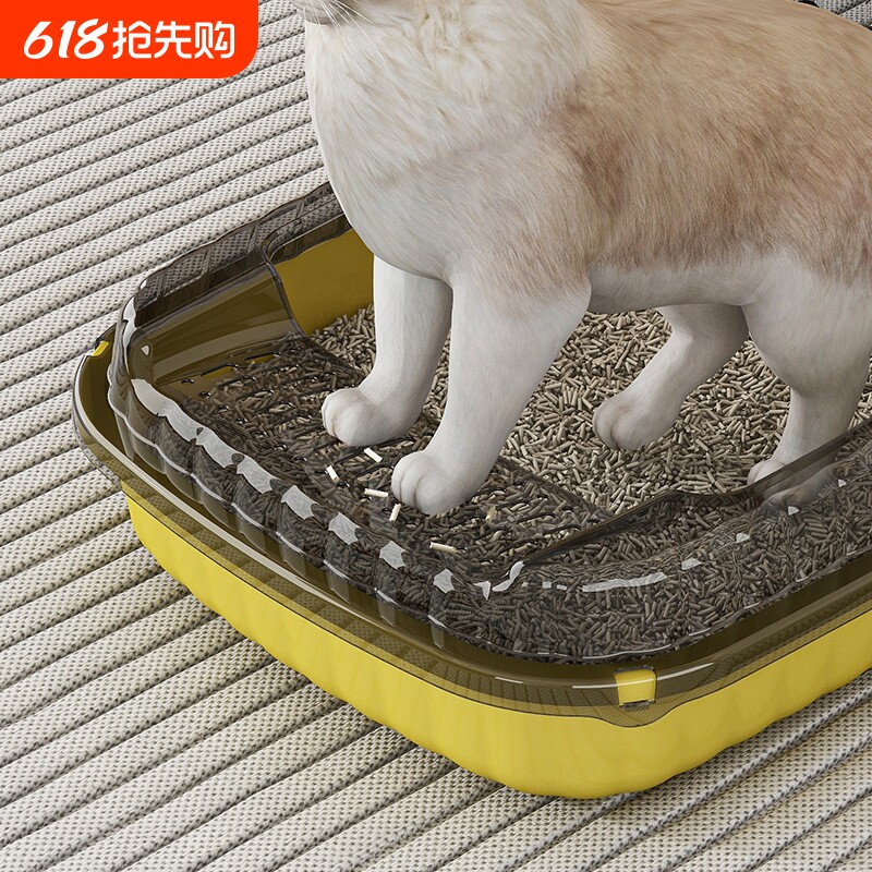 猫砂盆方形防外溅半封闭式猫咪厕所盆子上厕所塑料盆包邮超大号