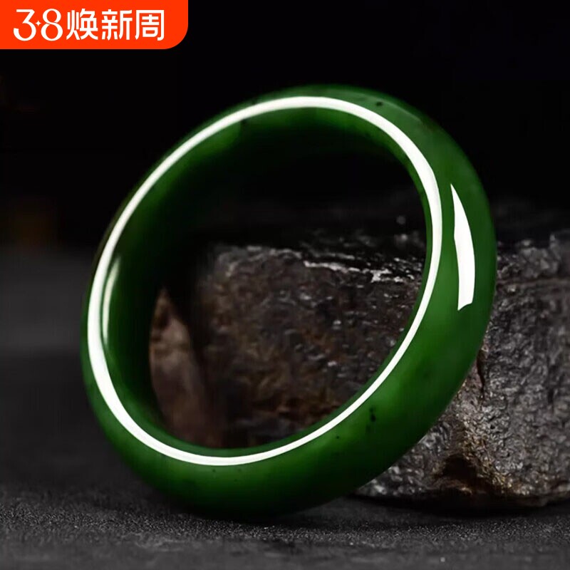 正品新疆和田碧玉手镯女老坑俄料真玉石国风中式送妈妈女友带证书