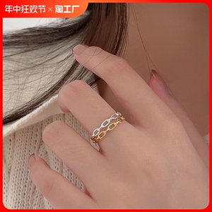 韩版饰品925纯银锁链戒指个性小红书设计感INS戒指指环