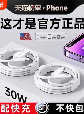 官方正品30W原配快充数据线适用苹果14iPhone13/12proMax11充电线器15手机XS/XR/8piPad平板2米17plus16s装