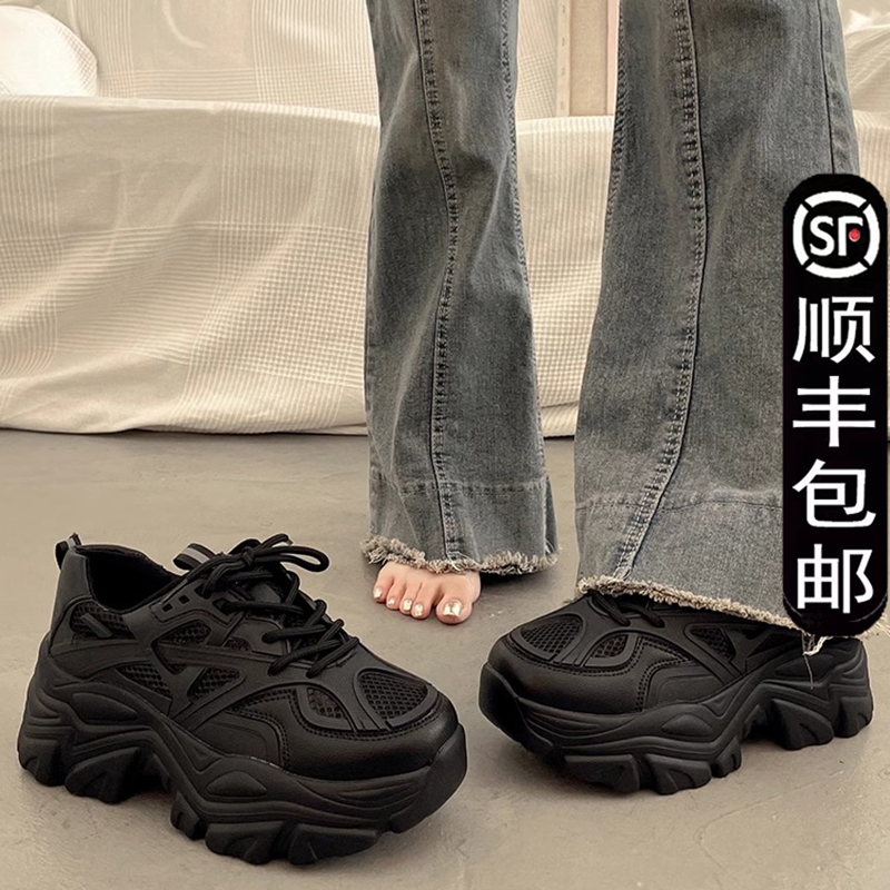 运动增高女鞋2025女单新款松糕厚底休闲鞋欧洲站老爹鞋春秋季鞋子