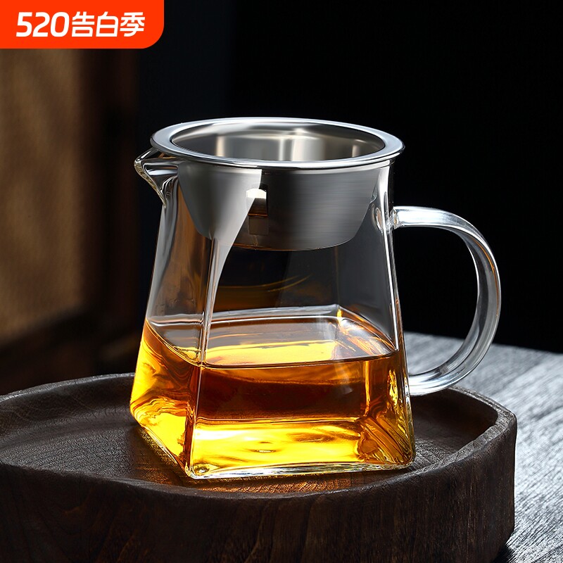玻璃茶具大小号公杯耐热温高硼硅玻璃加厚公道杯茶漏过滤网分茶器