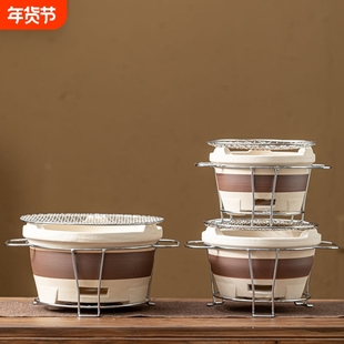 碳炉围炉煮茶家用室内老式炭炉打边炉泥烧烤炉陶土煮茶炉红泥烤网