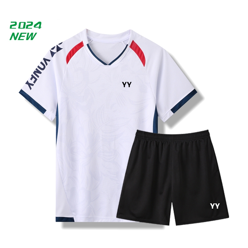 2024新款韩版羽毛球服男女短袖修身显瘦速干轻薄yy运动服比赛上衣