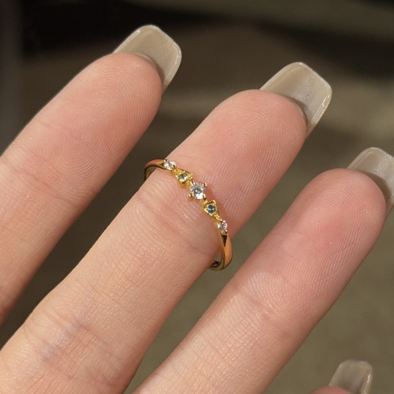 小红书同款简约时尚排钻锆石细戒指女小众设计高级感手饰素圈指环