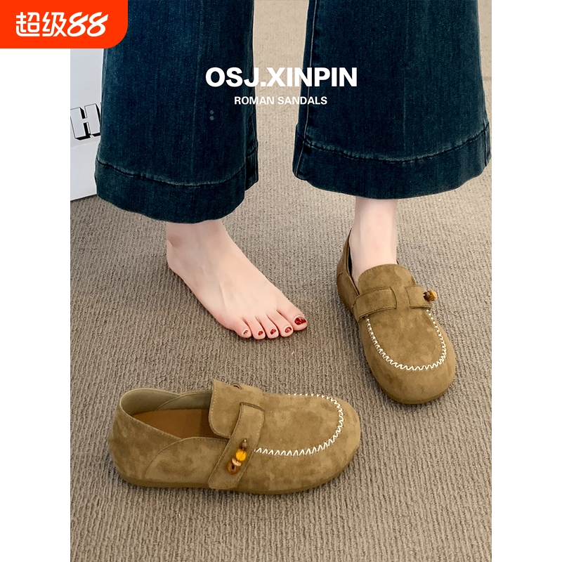 勃肯鞋女2025新款爆款秋季女鞋百搭时尚复古单鞋外穿软底豆豆鞋子