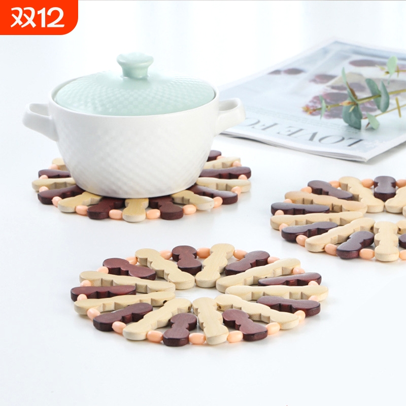 T隔热垫E1pf0-圆形碗垫竹制餐垫加厚隔热垫餐桌垫方形木质杯垫