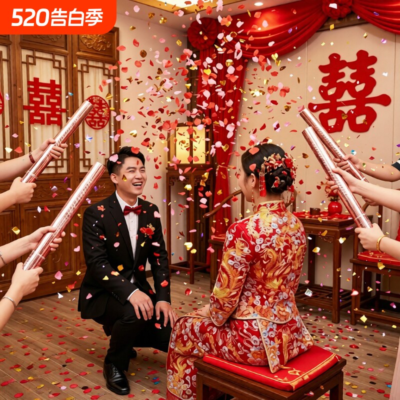 结婚礼炮手拧式喷花筒彩带花瓣雨手持礼花筒婚礼婚庆用品大全