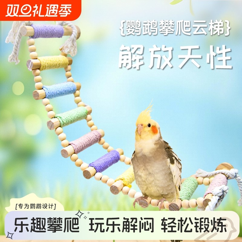 鹦鹉彩虹爬梯秋千玩具虎皮云梯牡丹吊环吊桥休息站台鸟用具用品