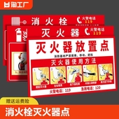 灭火器点贴纸消防标识标牌消防栓方法器材检查记录卡年检月检标签防火门安全指示警示标志提示禁止请勿防水