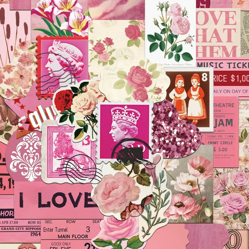 100张粉色复古贴纸趣味ins风儿童装饰手账桌面手机壳笔记本,文具电教/文化用品/商务用品,贴纸/立体贴纸,淘宝优惠券,粉丝福利购,淘宝优惠卷