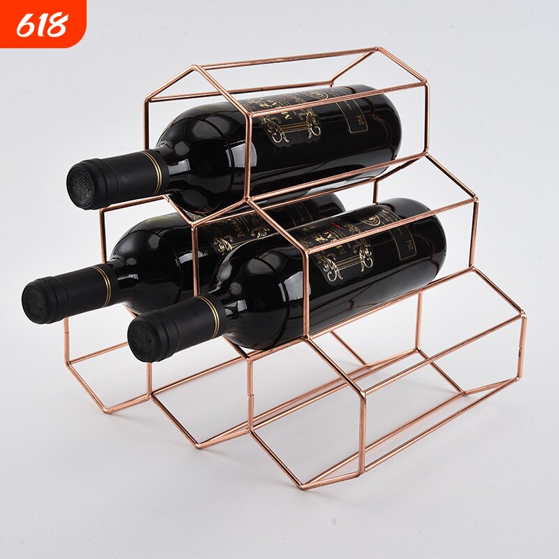 铁艺红酒架葡萄酒红酒架北欧样板间家饰品酒柜摆件酒瓶置物架酒柜