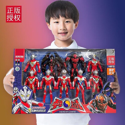 正版中华超人玩具套装可动怪兽手办模型男孩玩具生日礼物套装人偶