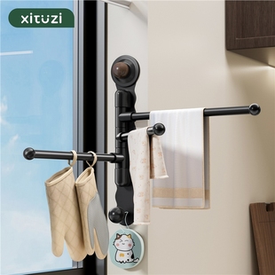 中古风吸盘厨房龙头置物架旋转多功能海绵家用沥水抹布架