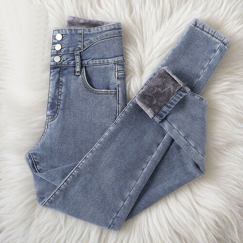 加绒加厚牛仔铅笔裤|千人收藏