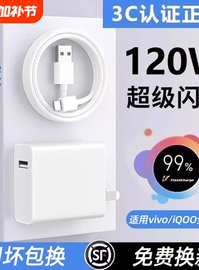 适用vivo原装充电器120W线极速闪充X50X30X60pro手机S7eS9e充电插头原正品适用iQOONeo双引擎快充头套装typec