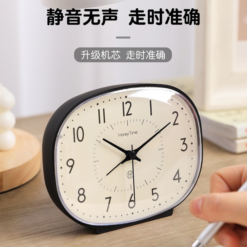 桌面静音小台钟卧室起床神器台式闹钟儿童专用时钟学生用床头钟表