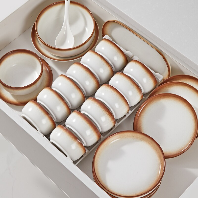 陶瓷碗家用2026新款餐具套装碗盘套装碗具碗碟漂亮的饭碗釉下彩