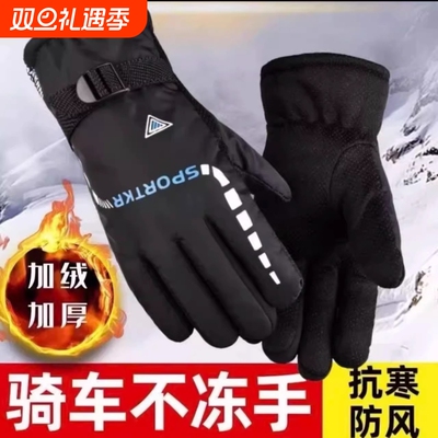 冬季户外骑行摩托车保暖手套电动电瓶车把套加绒加厚防风防雨防寒