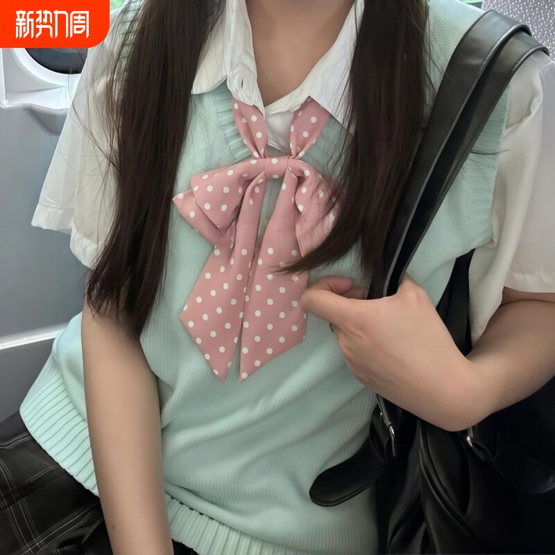 可爱波点蝴蝶学院直条长柄领结水手服蝴蝶结JK制服领花少女学生