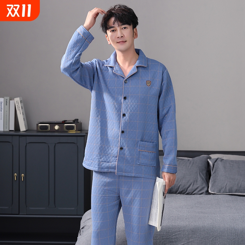 男夹棉空气棉秋冬季翻领长袖加厚