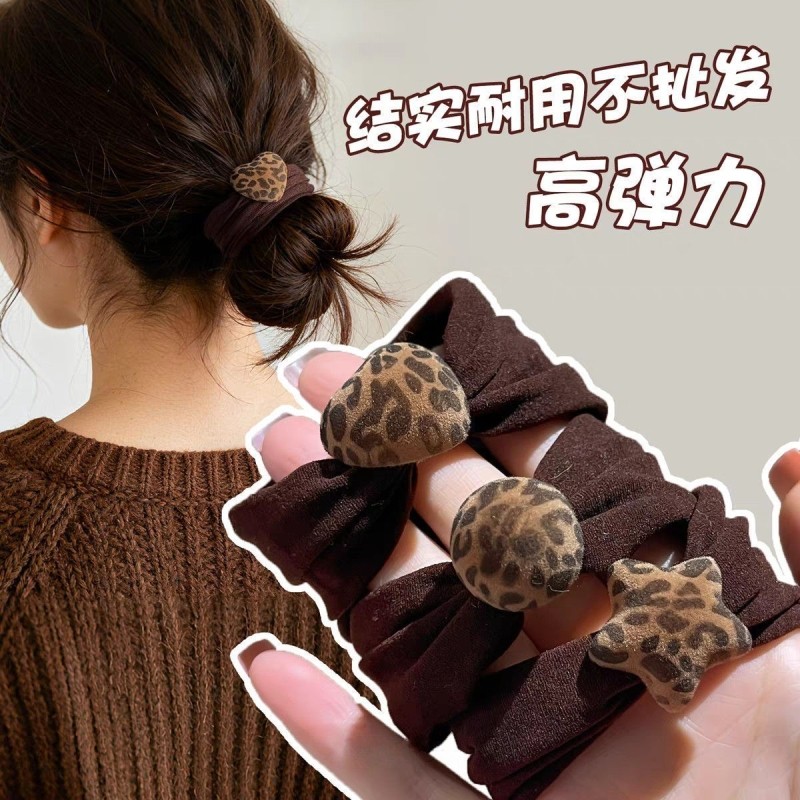 复古豹纹面膜发圈女秋冬新款扎头发皮筋高马尾头绳高弹力内用发绳
