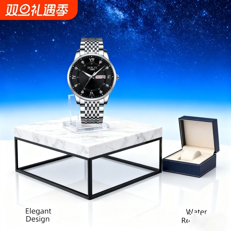 正品名牌钢带商务防水石英腕表高级感男士男款手表全自动非机械表