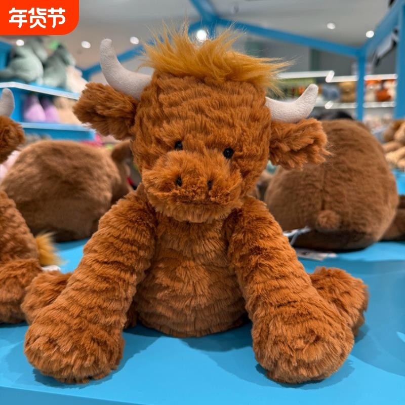 英国jellyc波浪系列卷毛狮子猴子毛绒玩具波浪毛龙玩偶卷毛高地牛