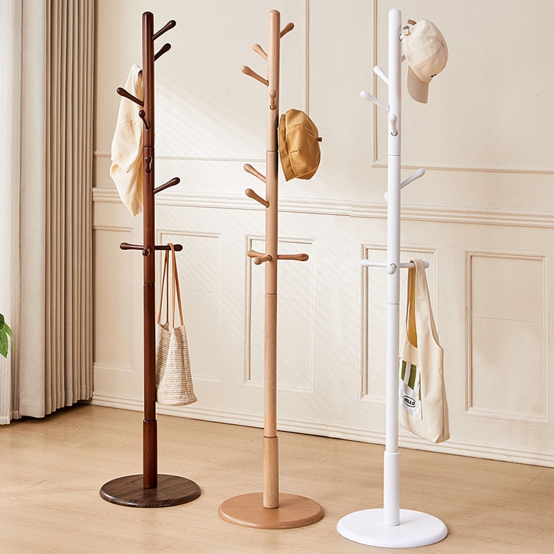 挂衣架落地f卧室简约现代轻奢小空间落地衣架高端实木立式衣帽架