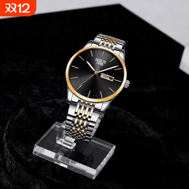 手表男款防水高级感全自动男表数字双日历防水腕表男机械风全自动