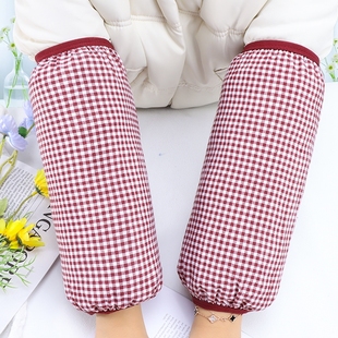 新款格子袖套秋冬套袖女款工作男羽绒服护手袖头黑白蓝色耐磨防污