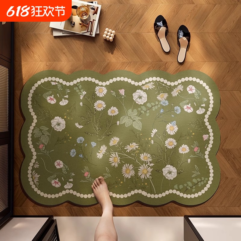 硅藻泥浴室地垫卫生间门口吸水脚垫厕所地毯洗澡防滑垫无味小尺寸