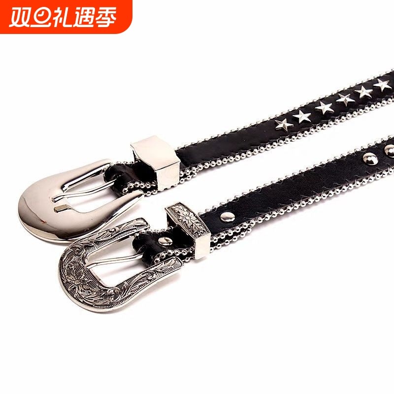 气质百搭柳钉银色针扣细腰带 女士牛仔裤皮带连衣裙装饰窄配饰潮