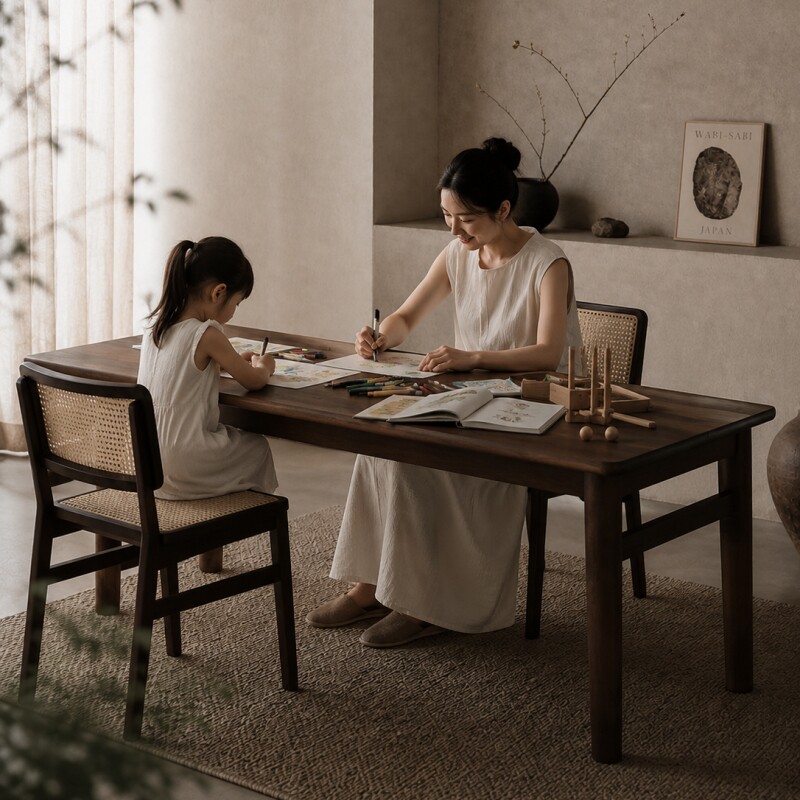 原木黑胡桃木餐桌实木工作台家用餐台办公桌客厅长方形大板大书桌