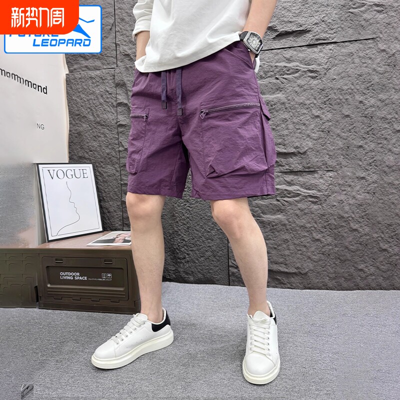 户外速干工装短裤2026夏季新款多口袋宽松直筒五分裤透气沙滩裤子