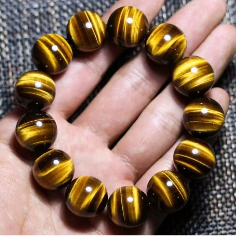 虎眼石手串女男水晶玛瑙翡翠玉石黄虎睛石猫眼散珠子玉石手链