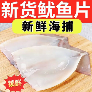 海捕鱿鱼冷冻新鲜烧烤铁板鱿鱼去头尾去眼牙鱿鱼片身海鲜水产包邮
