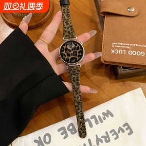 适用小米手表S4表带女新款细款豹纹皮质高级41MM腕带watch S4/3/2/1智能运动配件xiaomi创意