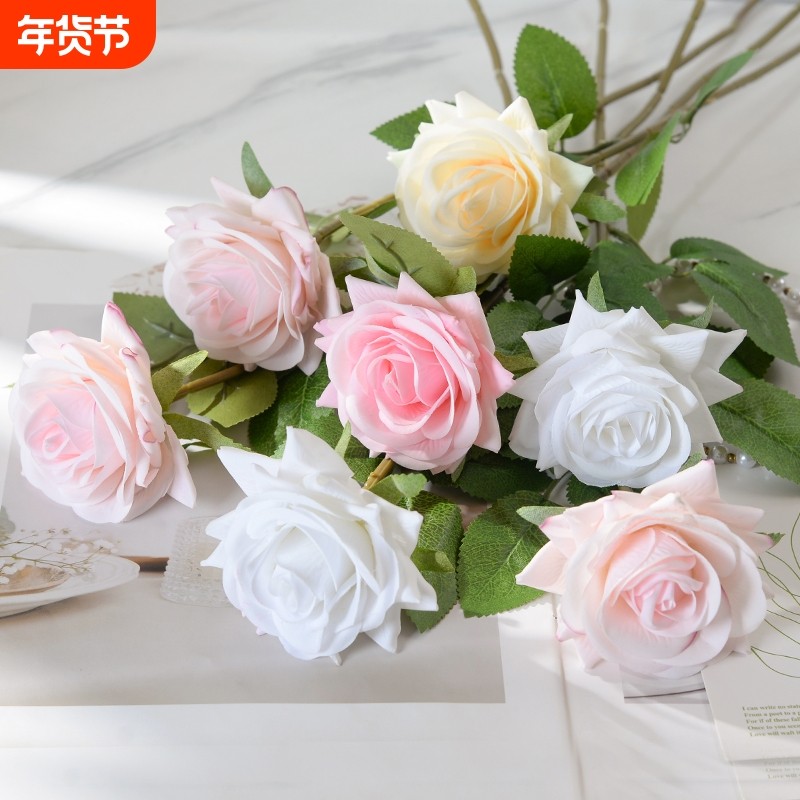 仿真玫瑰花保湿手感高级客厅餐桌家居婚庆装饰花艺情人节人造花