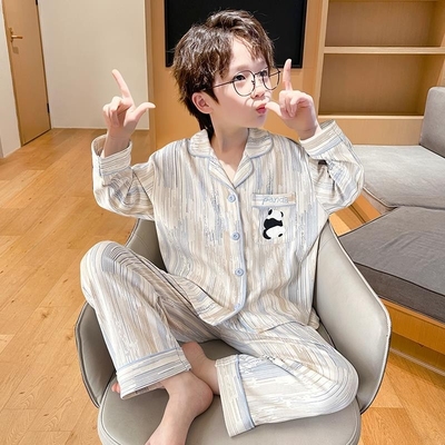 男童睡衣春秋季儿童纯棉家居服