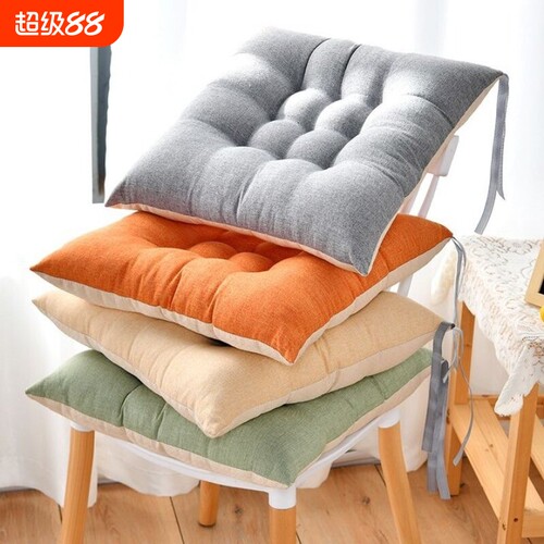爆款坐垫椅垫屁垫棉麻绑带板凳教室春夏办公室防滑固定棉花好物