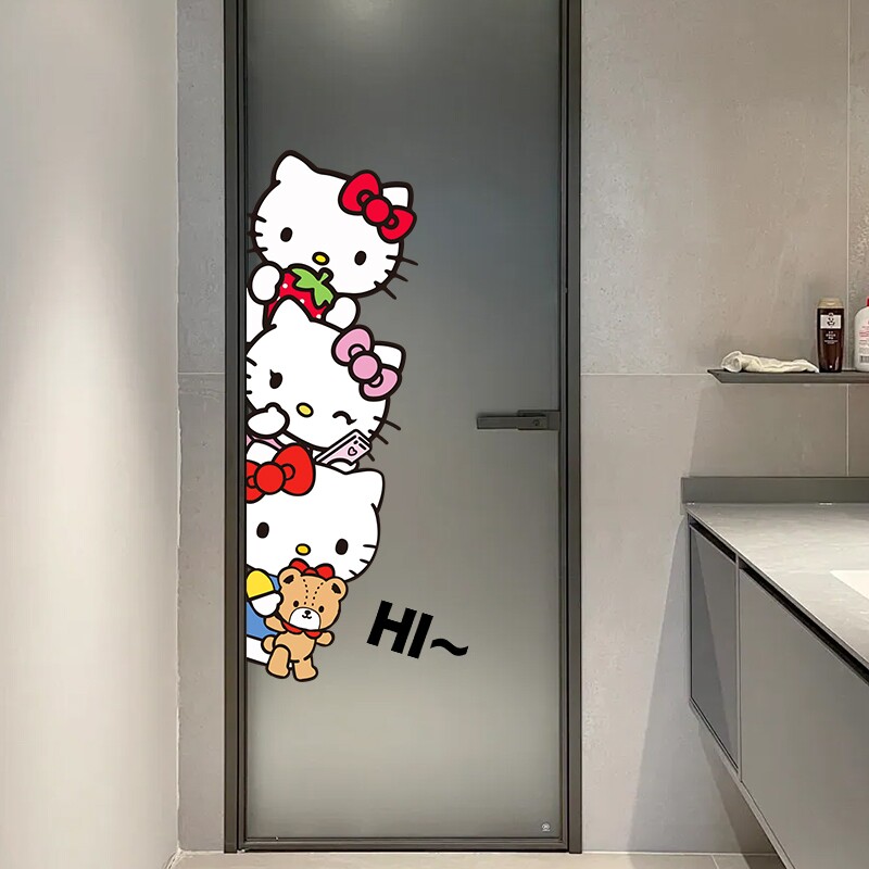 KT猫贴纸房间改造门贴墙贴纸新款防水衣柜贴纸hello kitty猫可爱