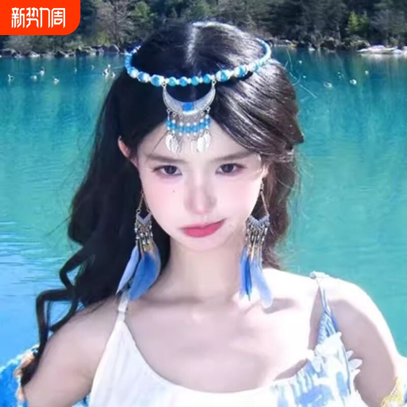 波西米亚民族风长流苏额链云南旅游异域风时尚多用途项链拍照头饰