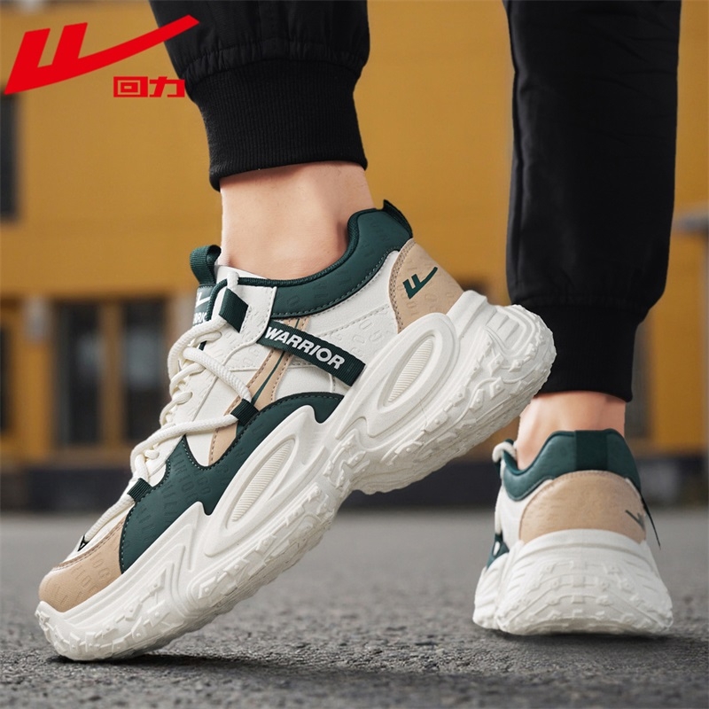 Warrior/回力男鞋秋冬厚底休闲运动增高跑步防滑恶魔之眼老爹鞋