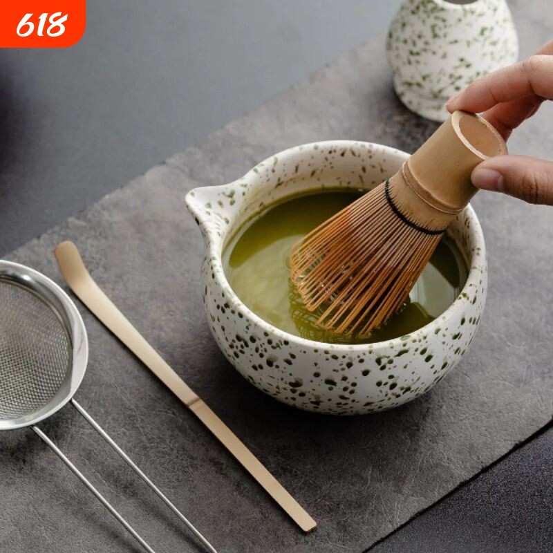 日式抹茶碗青绿雪花打抹茶工具抹茶刷点茶碗搅拌器茶筅器具礼盒装