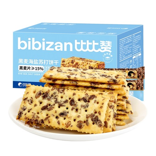 比比赞黑麦海盐苏打饼干400g*1箱