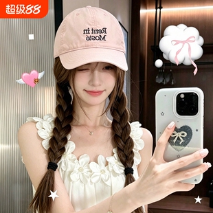 韩系粉色帽子女款2026春夏大头围显脸小鸭舌帽防晒遮阳帽白色黑色