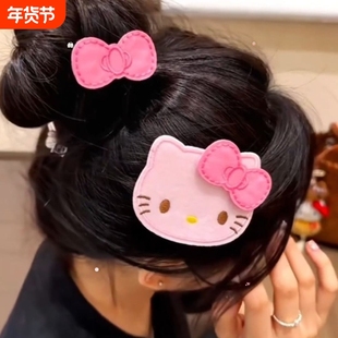 超可爱的猫咪脑袋魔术贴发卡无痕刘海贴整理碎发粘发贴蝴蝶结